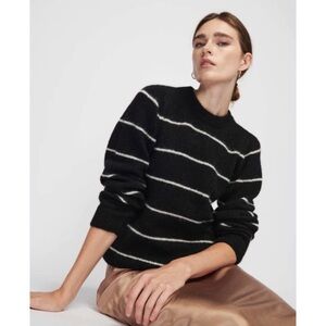 J CREW Sweater Navy/White Stripe Wool Alpaca Blend Cozy- size XS